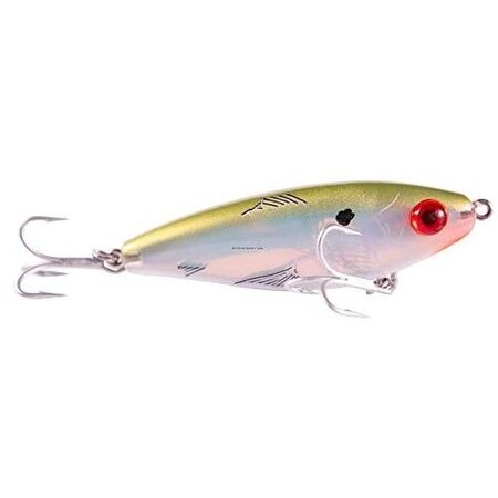 Mirrolure Mirrodine Xxl Suspending Twitchbait, 3 34, 1 Oz 3D Eyes, Bayou Green BackWhiteSilver 37MR-49